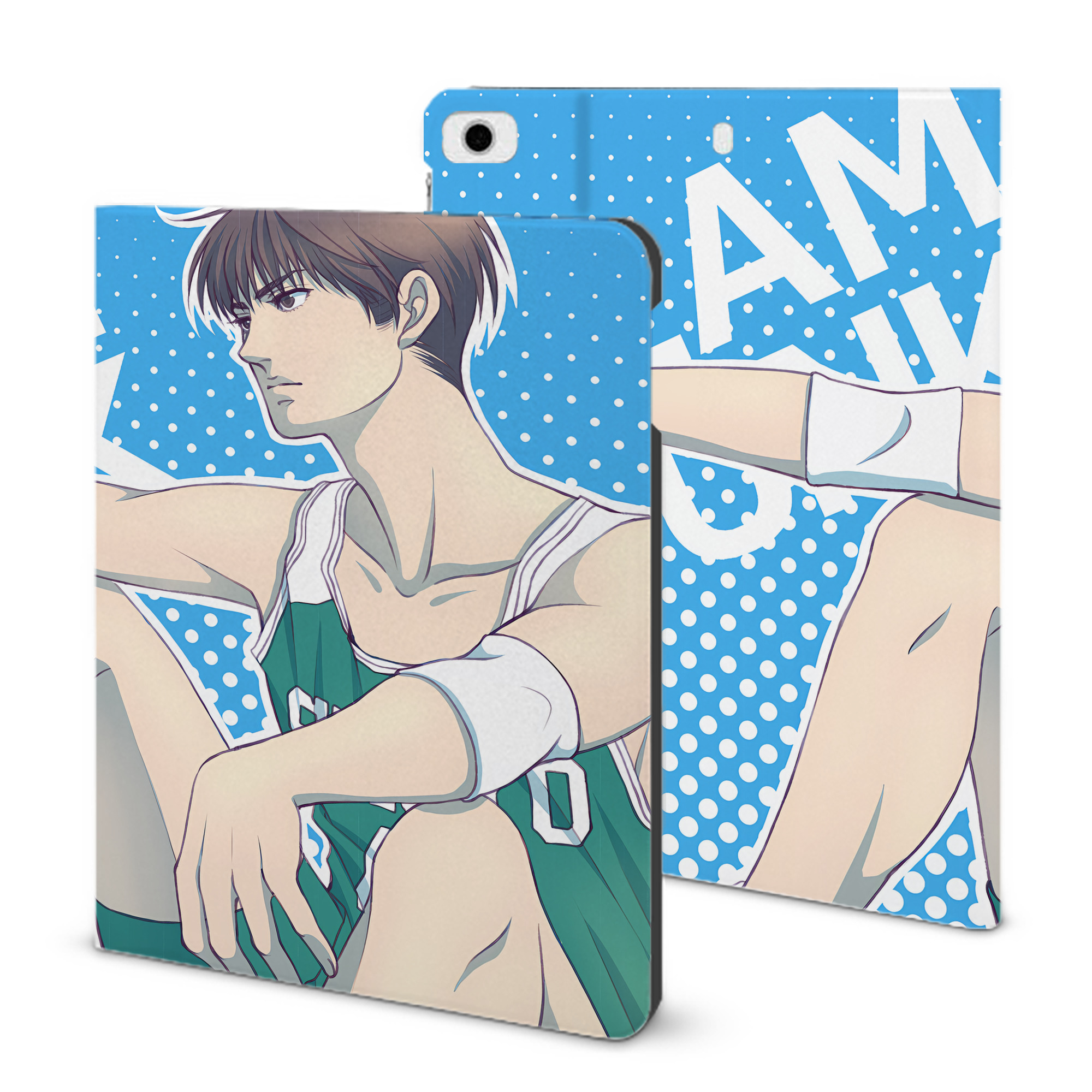 （画像用） SLAM DUNK／スラムダンク IPad ケース ブック型 PUレザー TPU 耐衝撃 軽量 薄型 ペン収納なし 全面保護 IPad 各モデル対応